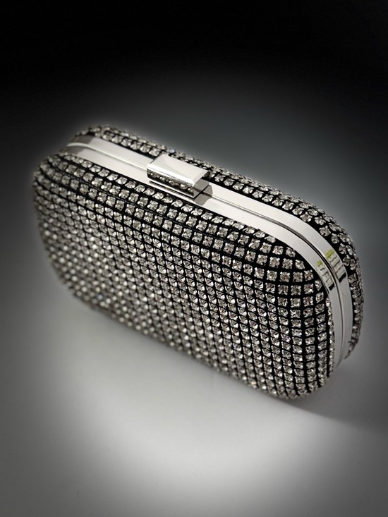 Expressions Nyc Handbags - Expressions NYC Evening Bag Silver Crystal Rhinestone Clutch Crossbody Cocktail
